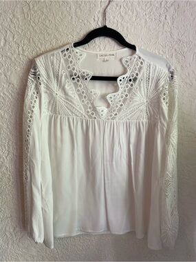 Cactus + Pearl White Lace-Detail Peasant Blouse